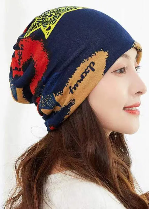 Beautiful Black Print Warm Bonnie Hat