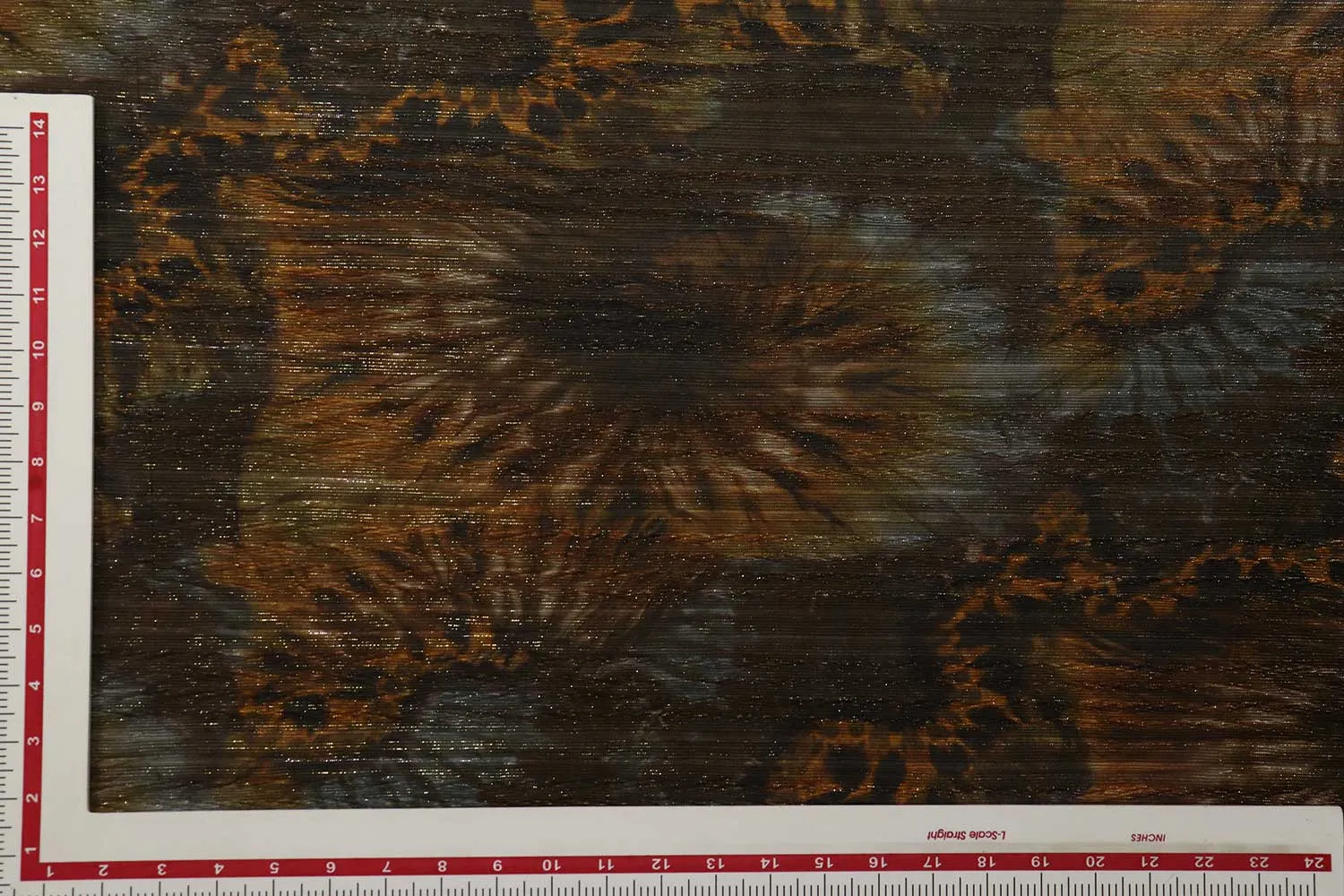 Brown Printed Pleated Lurex Knit Fabric