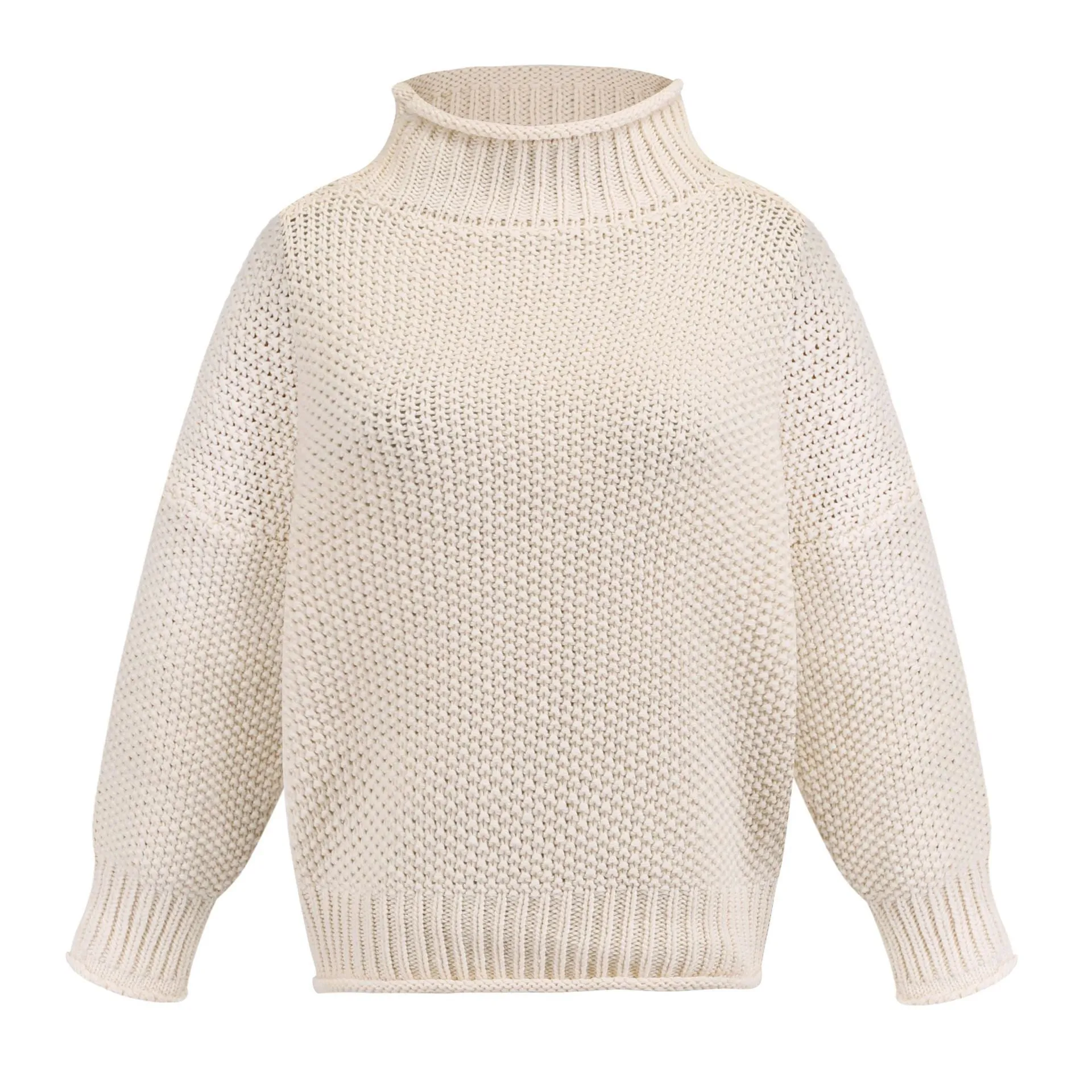 Cardigan thick thread turtleneck pullover