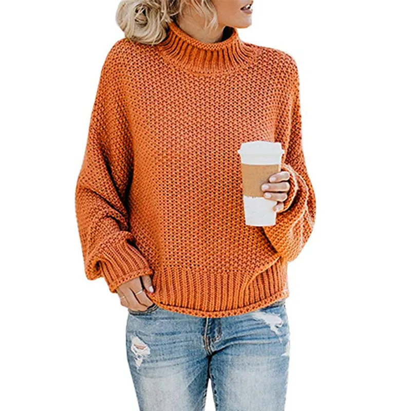 Cardigan thick thread turtleneck pullover