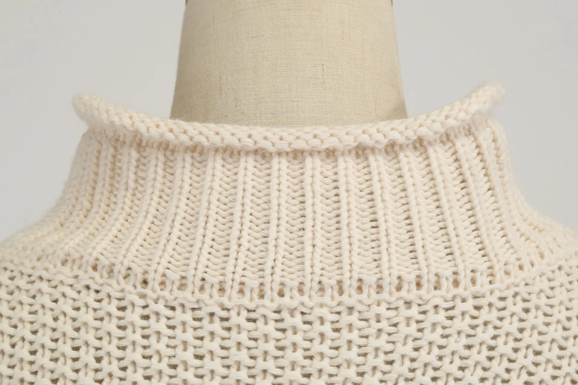 Cardigan thick thread turtleneck pullover