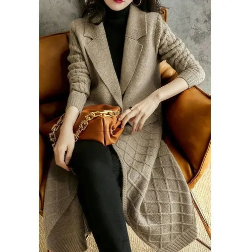 Cashmere Cardigan Female Hemp Add Thick Long Sweater Autumn Winter New