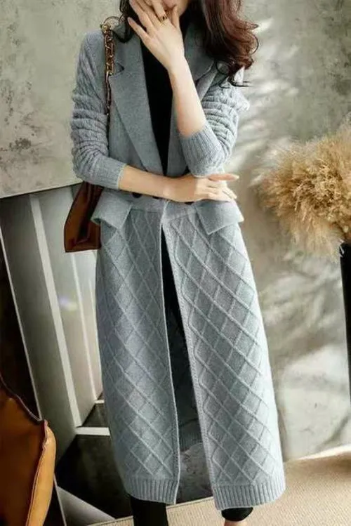 Cashmere Cardigan Female Hemp Add Thick Long Sweater Autumn Winter New