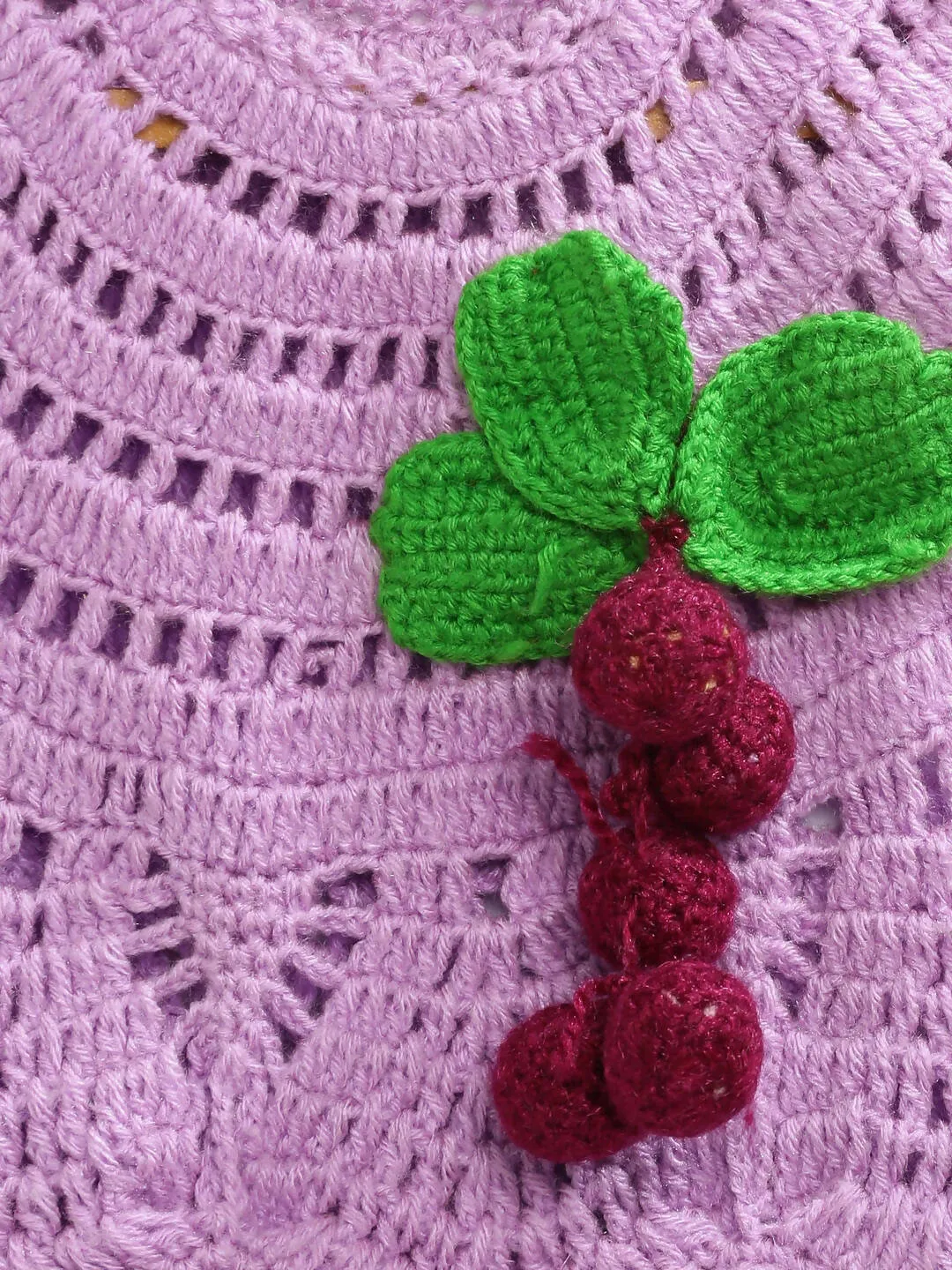 ChutPut Hand knitted Crochet Grape Wool Dress For Baby Girls - Purple