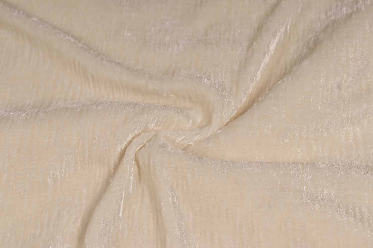 Cream Pleated Velour Velvet Fabric