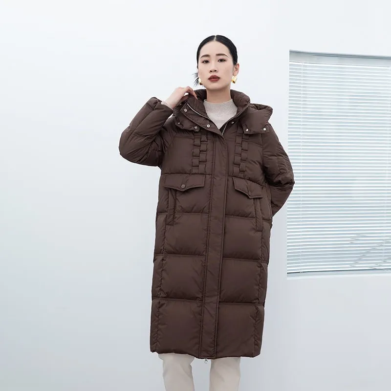 Dark Brown Long Puffer Jacket