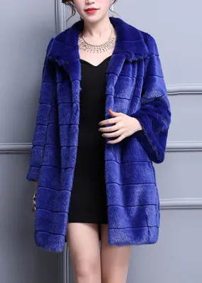 Fashion Blue Oversized Warm Fuzzy Fur Fluffy Coats Winter LY9453