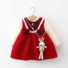 Girls Christmas Dresses Baby Girls Winter Cartoon Warm Dresses