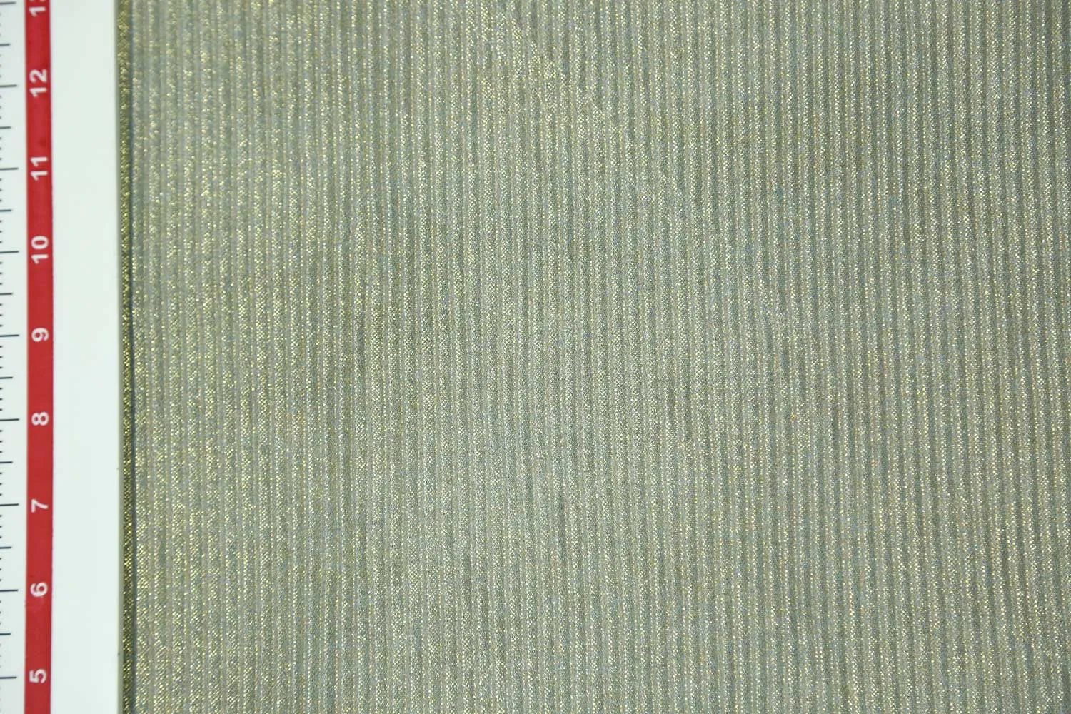 Golden Foil on Light Blue Pleated Foil Knit Fabric