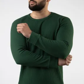 Green Thermal Full Sleeves Waffle-Knit