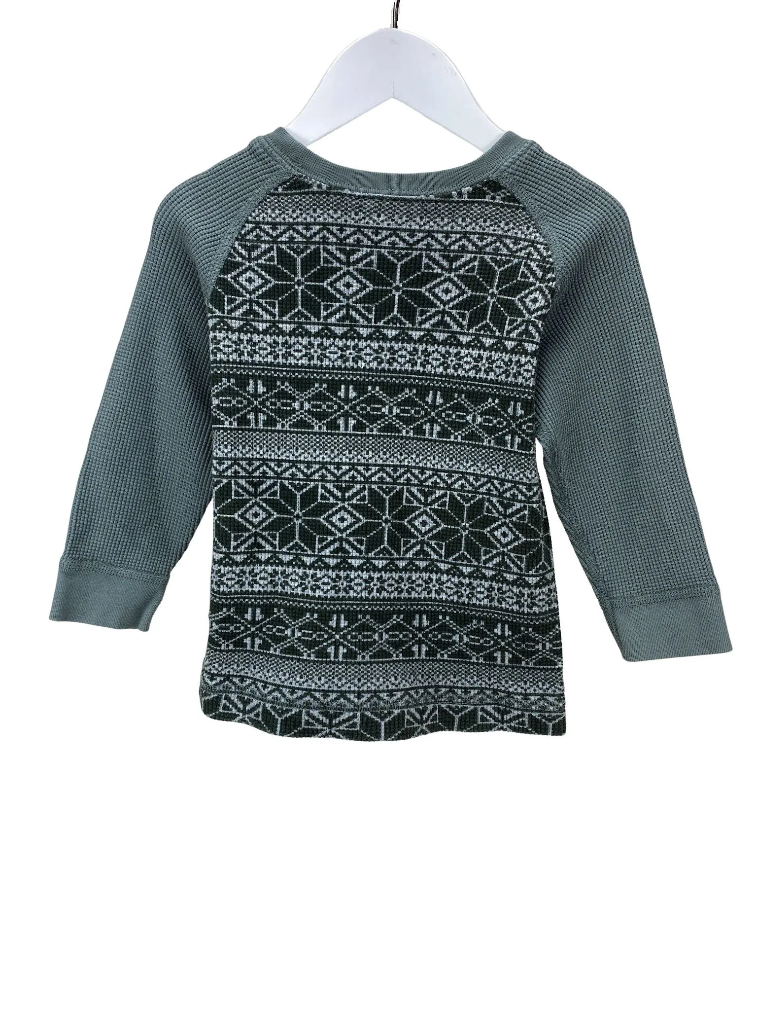 Hanna Andersson, Baby Boy Nordic Print Thermal Tee, Grey, Size 18-24M (80 cm)