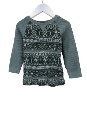 Hanna Andersson, Baby Boy Nordic Print Thermal Tee, Grey, Size 18-24M (80 cm)