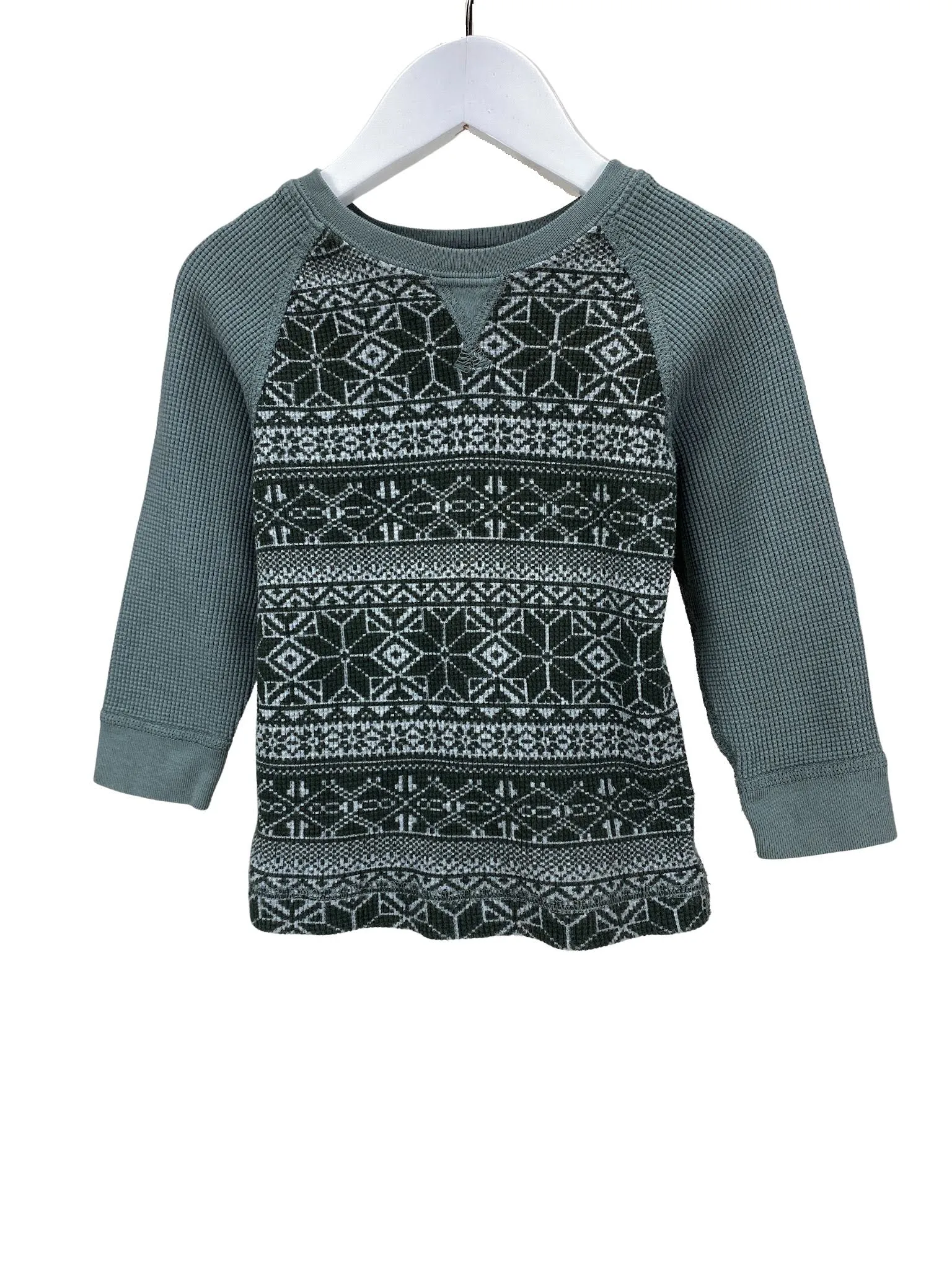 Hanna Andersson, Baby Boy Nordic Print Thermal Tee, Grey, Size 18-24M (80 cm)