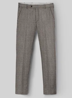 Hardy Minnis Beige Houndstooth Wool Pants