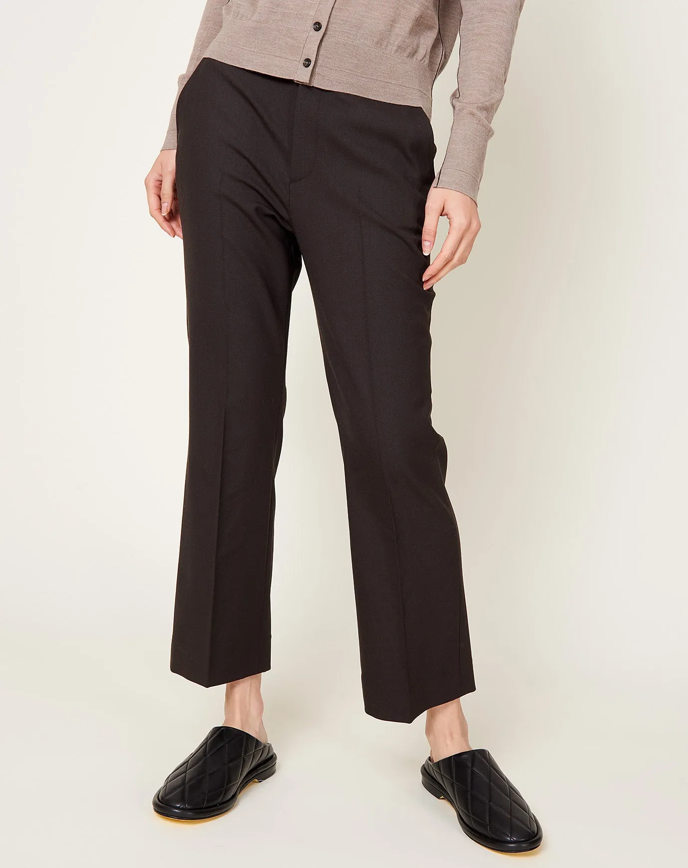 High Waisted Crop Trouser in Chocolate