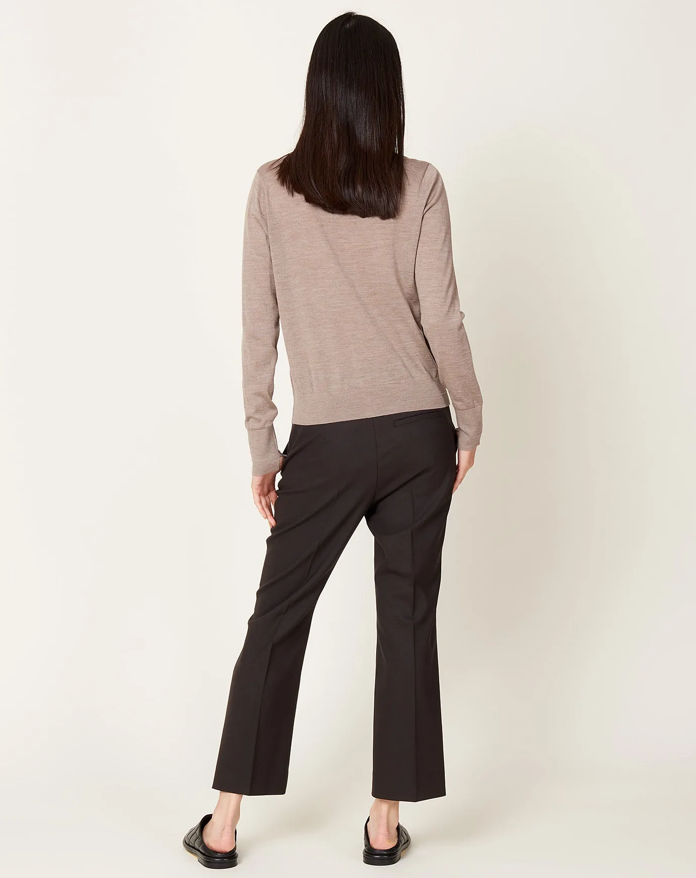 High Waisted Crop Trouser in Chocolate