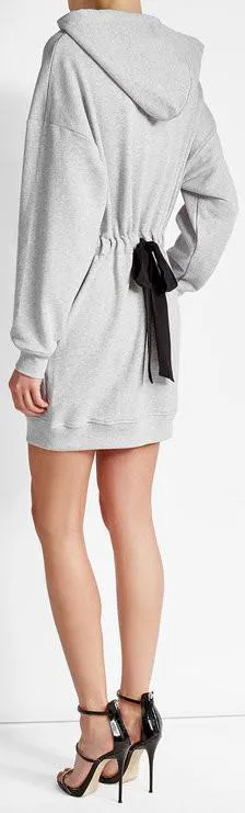 Hooded Printed Cotton Sweatshirt Dress