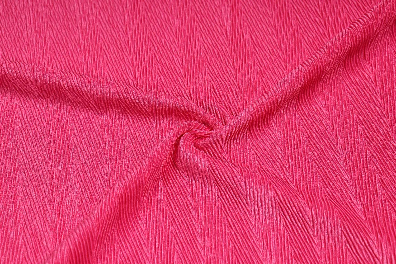 Hot Pink Herringbone Pleated Knit Fabric-2445422 Fabric