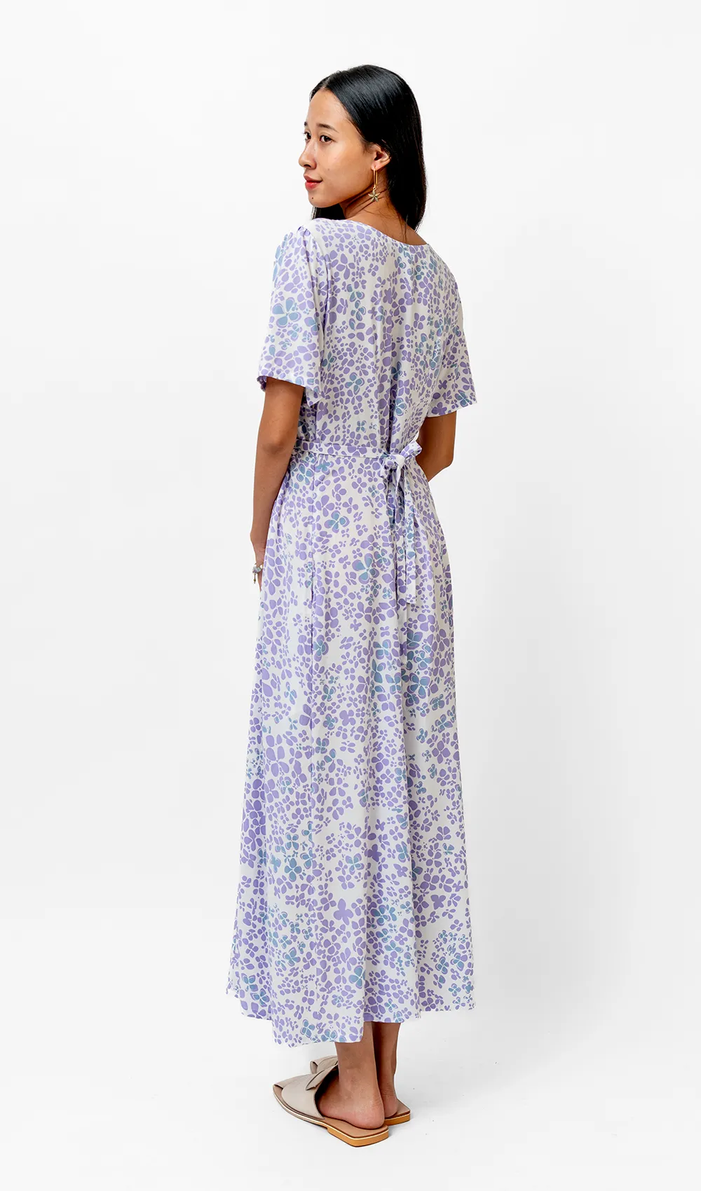 Hydrangea Lilac Rayon Frock Dress, 2 sizes