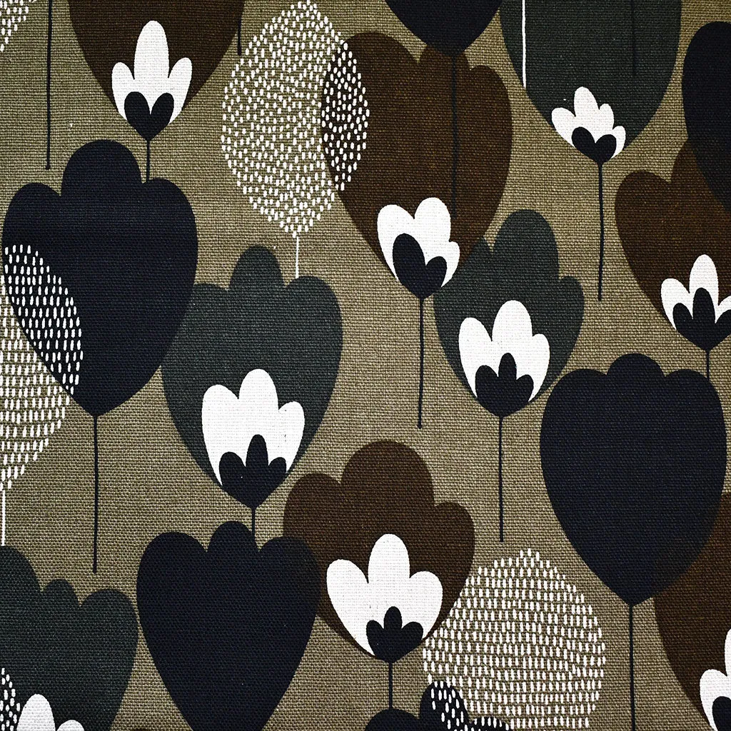 Japanese Layered Scallop Floral Canvas Taupe