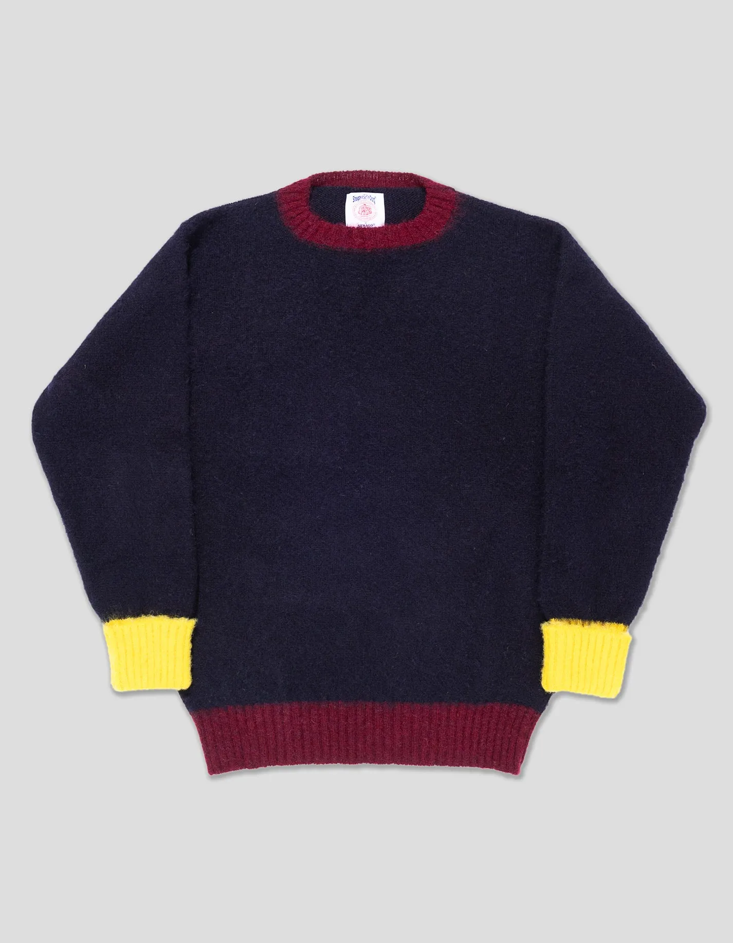 J.PRESS X SEBAGO COLORBLOCK SHAGGY DOG SWEATER - NAVY