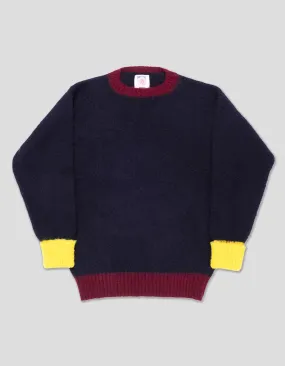 J.PRESS X SEBAGO COLORBLOCK SHAGGY DOG SWEATER - NAVY