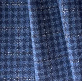 Lanificio di Pray Cornflower Wool & Windowpane Check Cashmere Jacketing (Made in Italy)