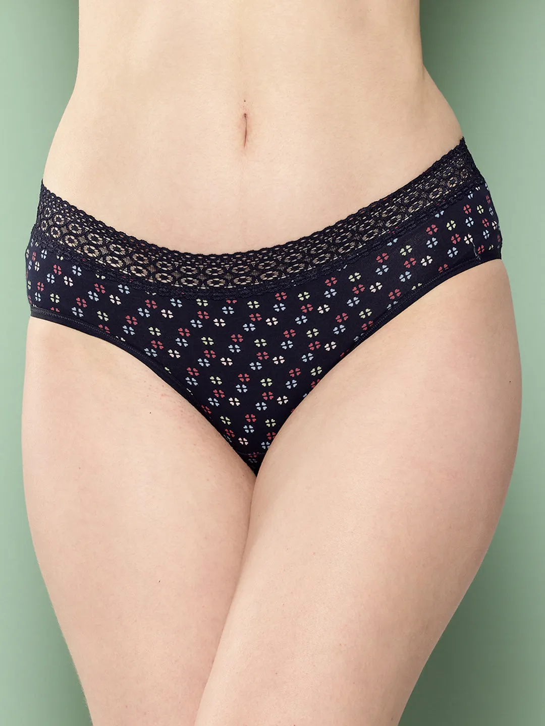 Leading Lady Women's Printed Mid Rise Hipster Lace Brief | PR-HP-LACE-07-3|