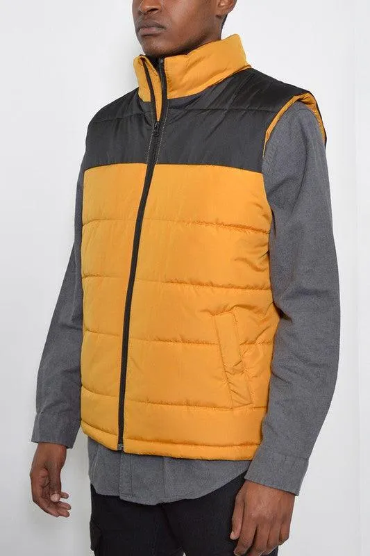 Padded Winter Two Tone Vest Jackets