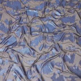 Plum premium Pure Fransawi silk chiffon dirac with lavender viscose and blue metallic lurex in abstract design-D8876