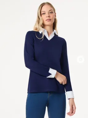 Plus Collared Twofer Layered-Look Top