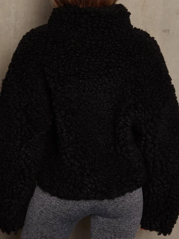 Plush Cardigan Cropped Fluffy Short Sherpa Wool Coats