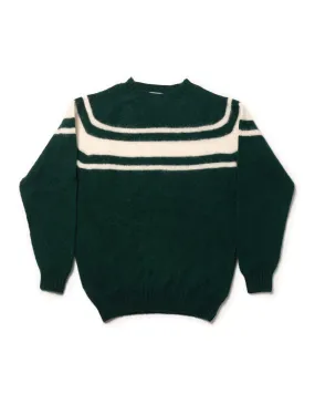 SHAGGY DOG SWEATER GREEN CHEST STRIPE - TRIM FIT