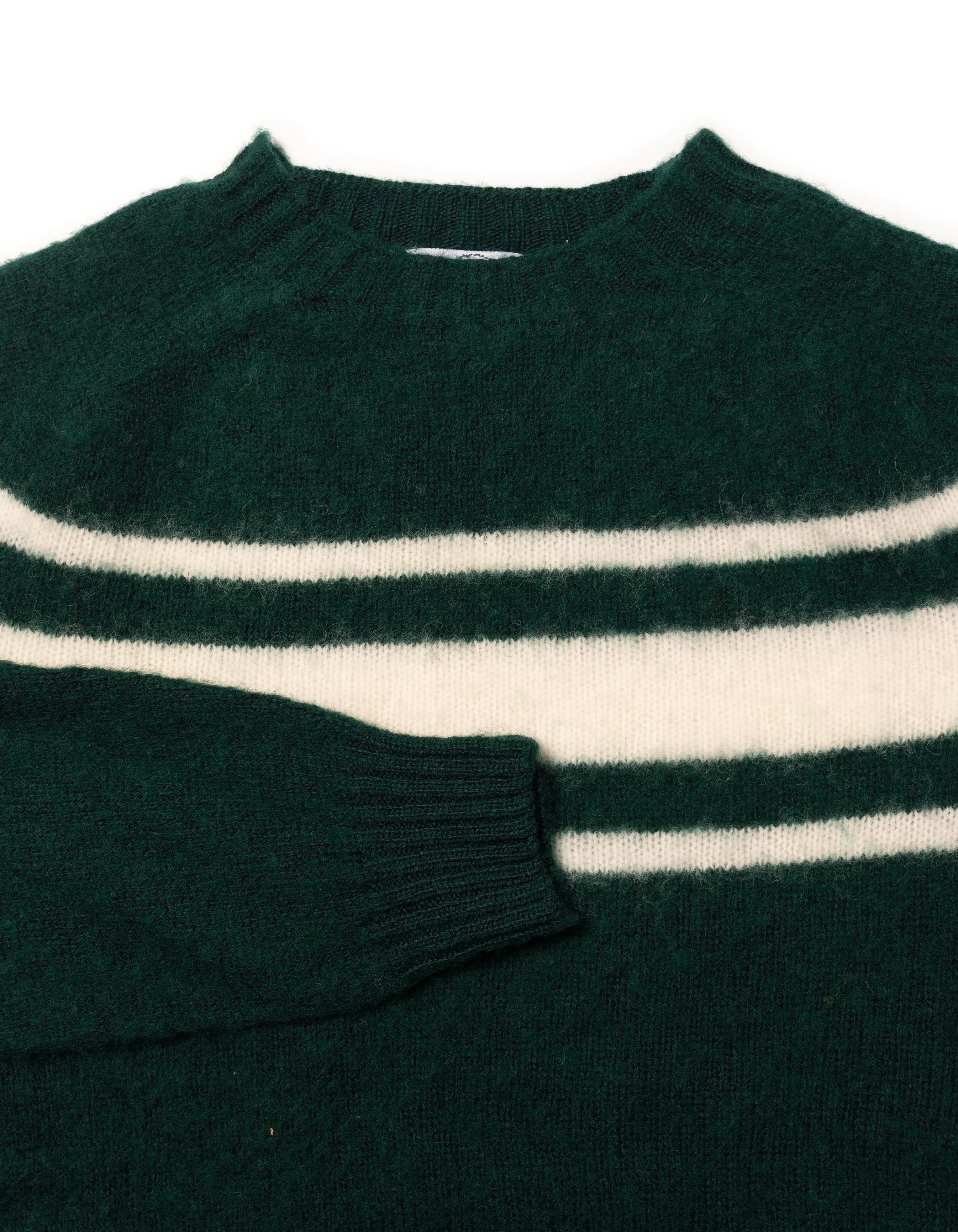 SHAGGY DOG SWEATER GREEN CHEST STRIPE - TRIM FIT