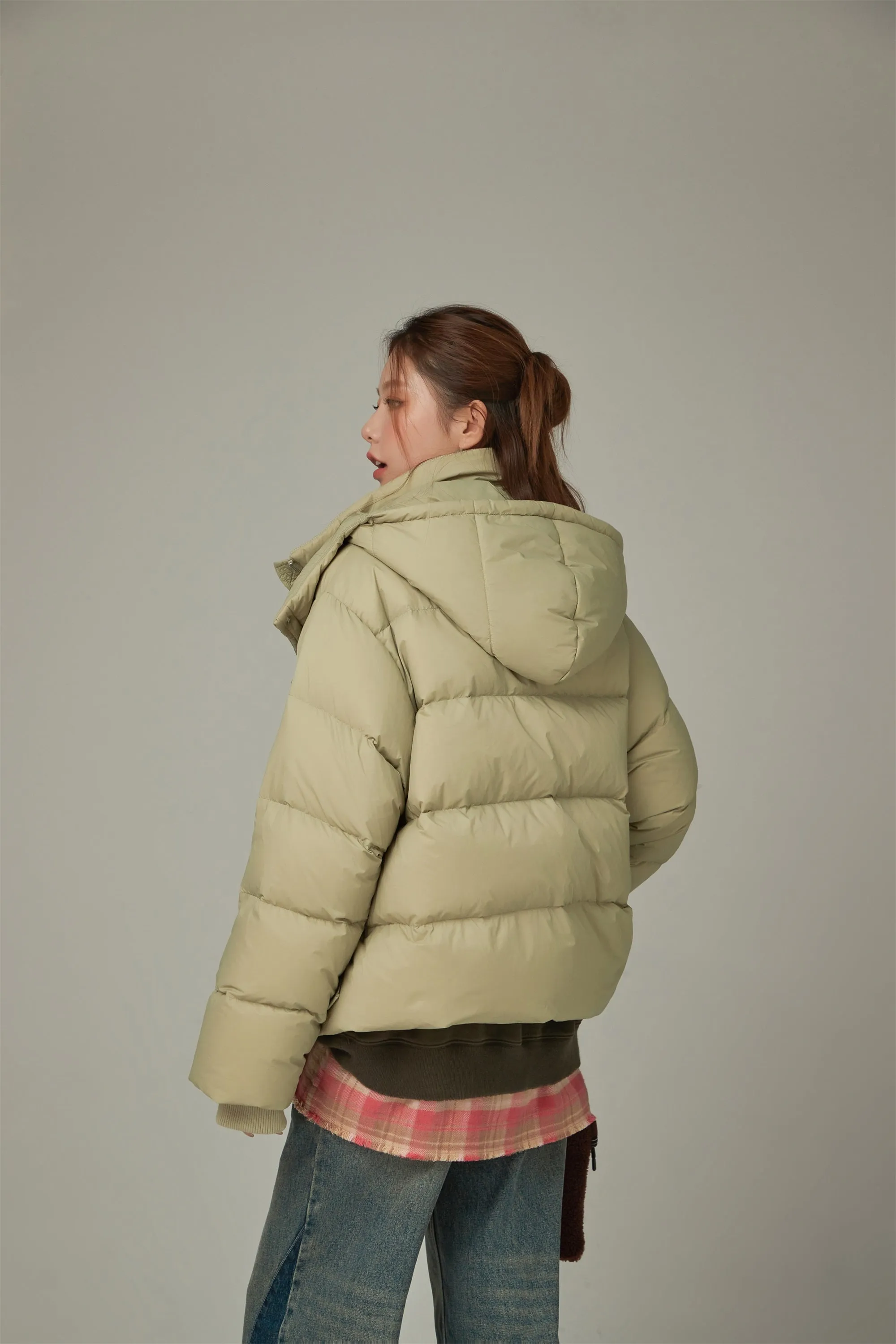 Solid Hooded Padded Jacket