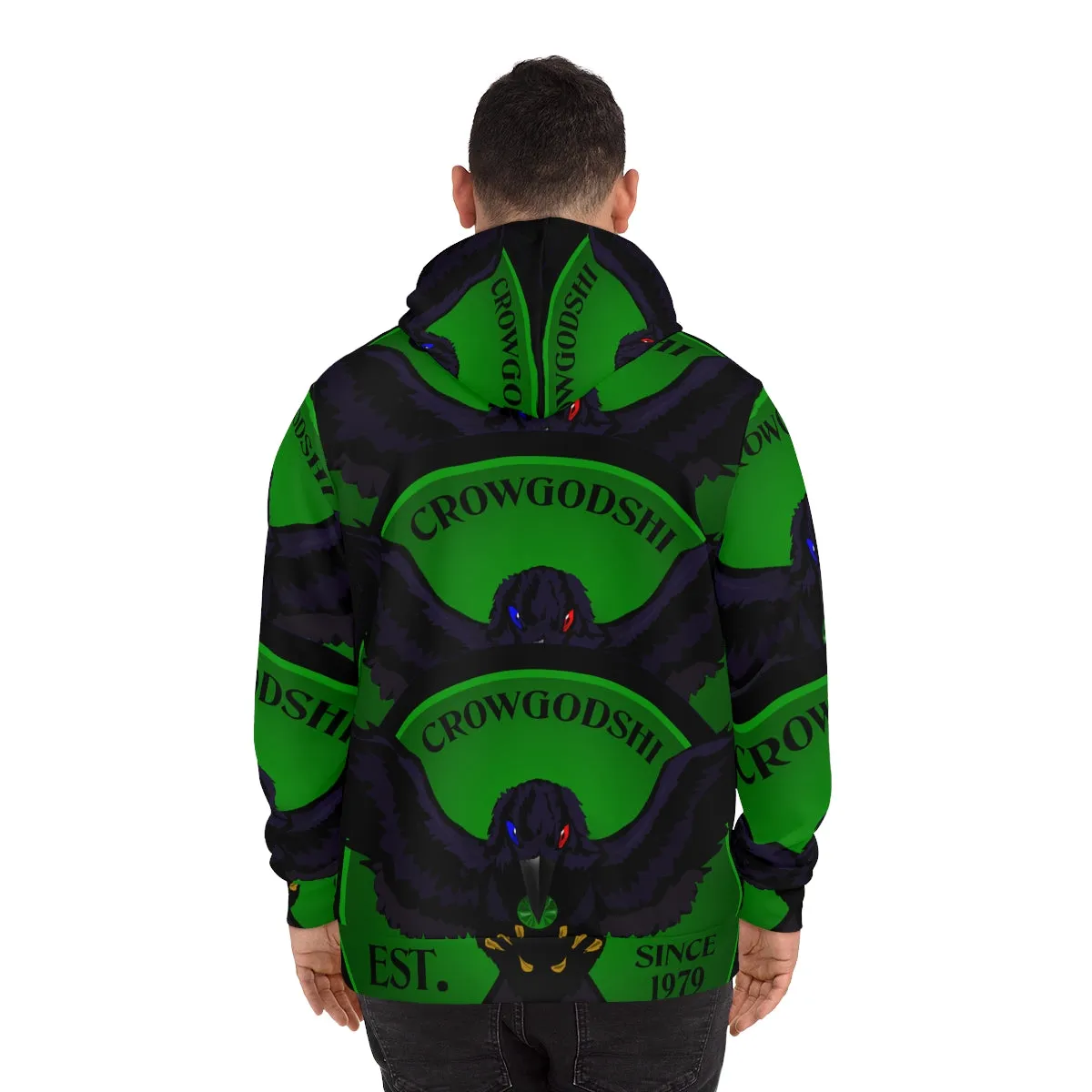 Special Edition Crowgodshi Designer Hoodie, GREEN LOGO