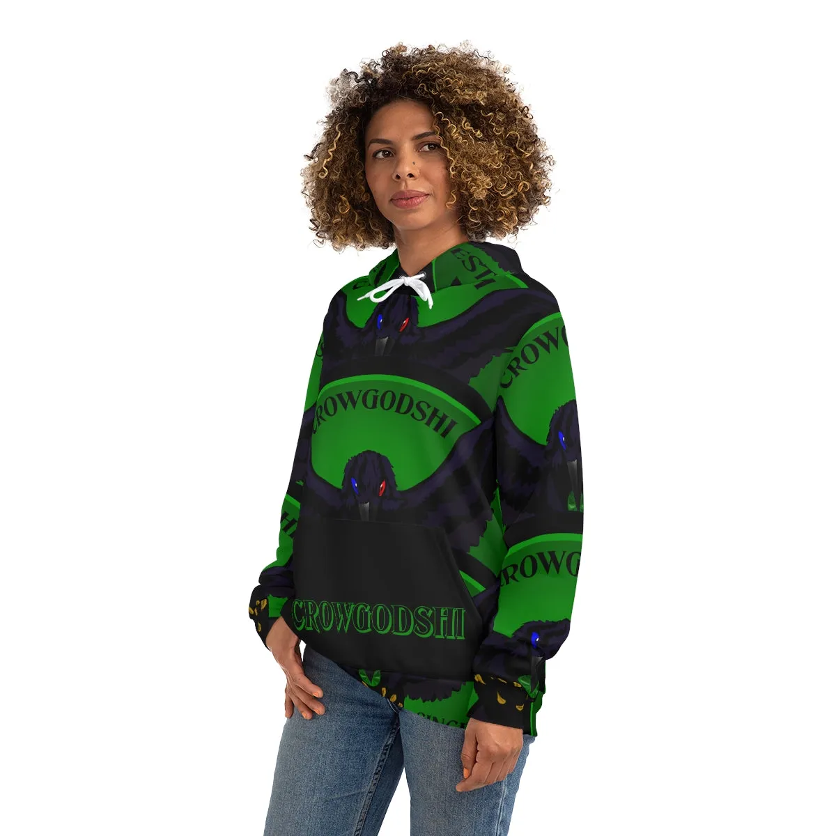 Special Edition Crowgodshi Designer Hoodie, GREEN LOGO