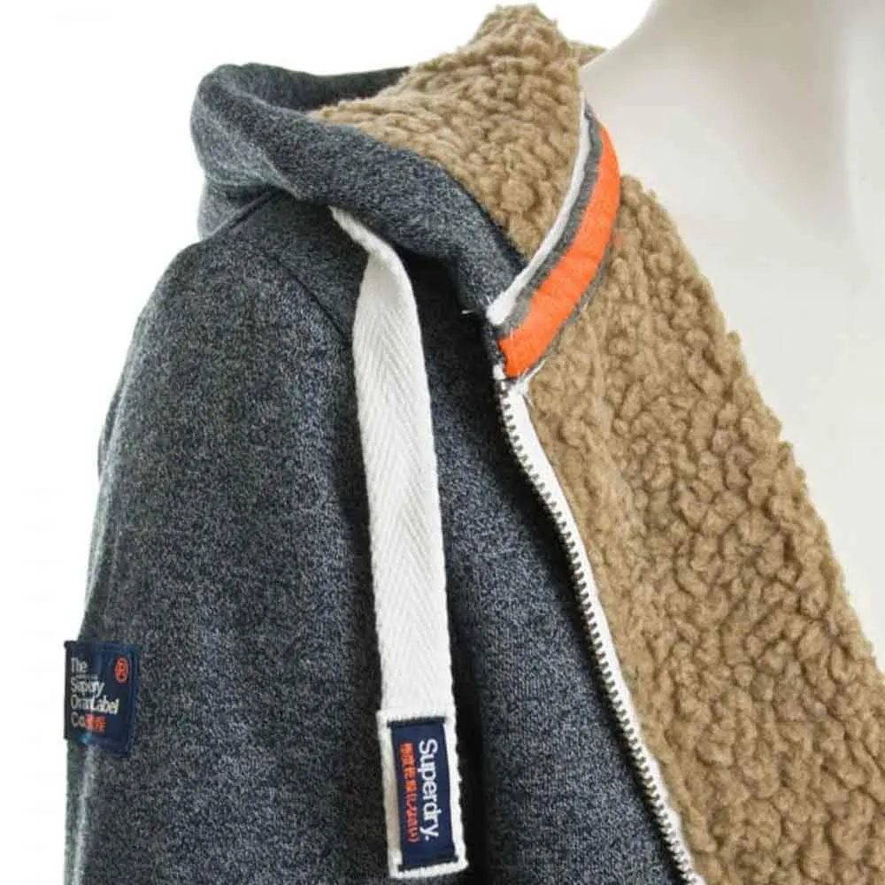 Superdry Orange Label Heavy Winter Zip Up Hoodie - Navy Mega Grit