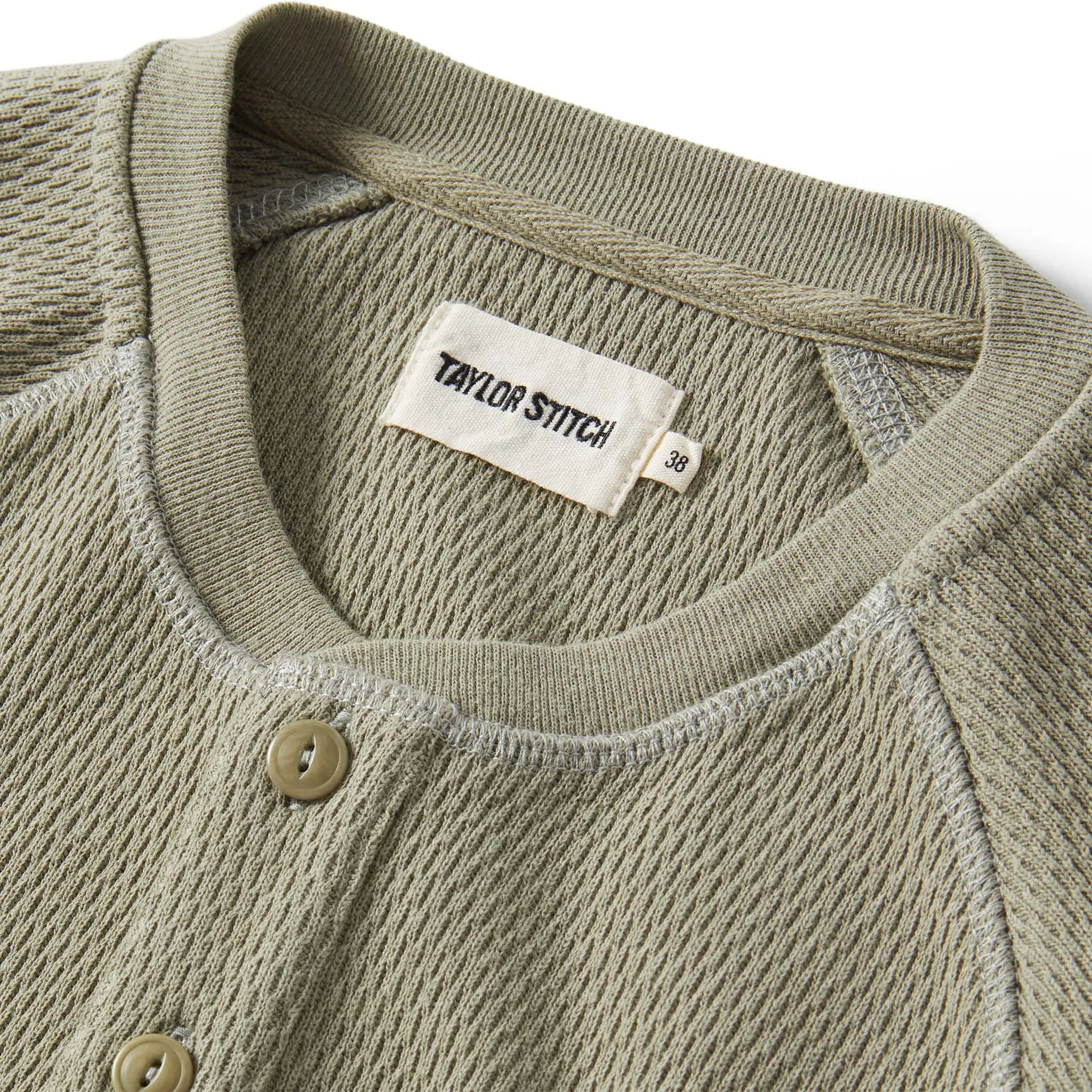 The Heavy Bag Waffle Henley in Army