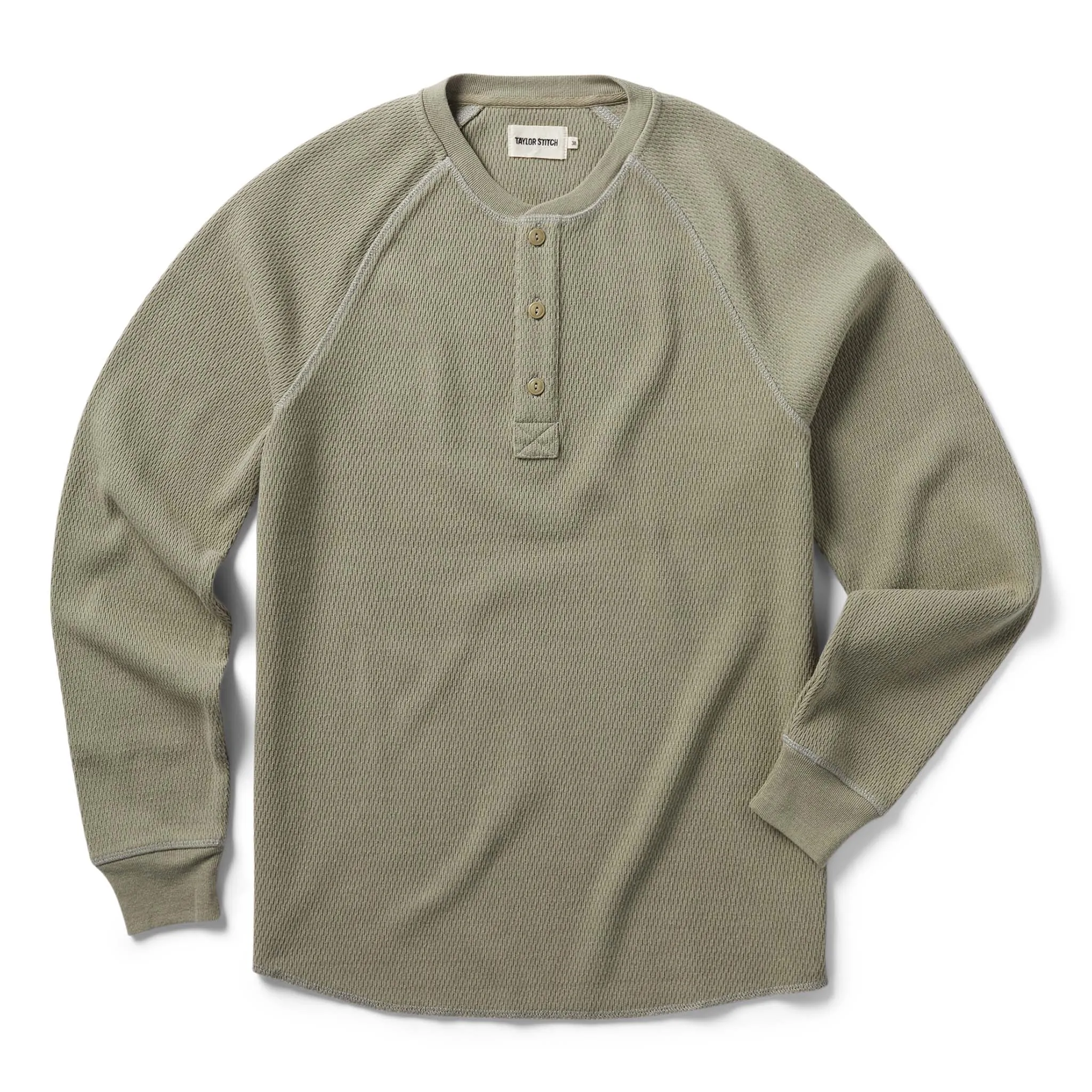 The Heavy Bag Waffle Henley in Army