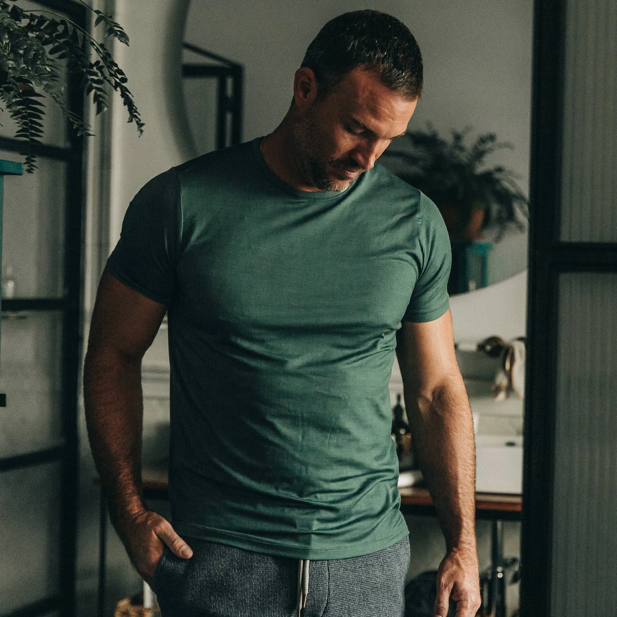 The Merino Tee in Sea Green