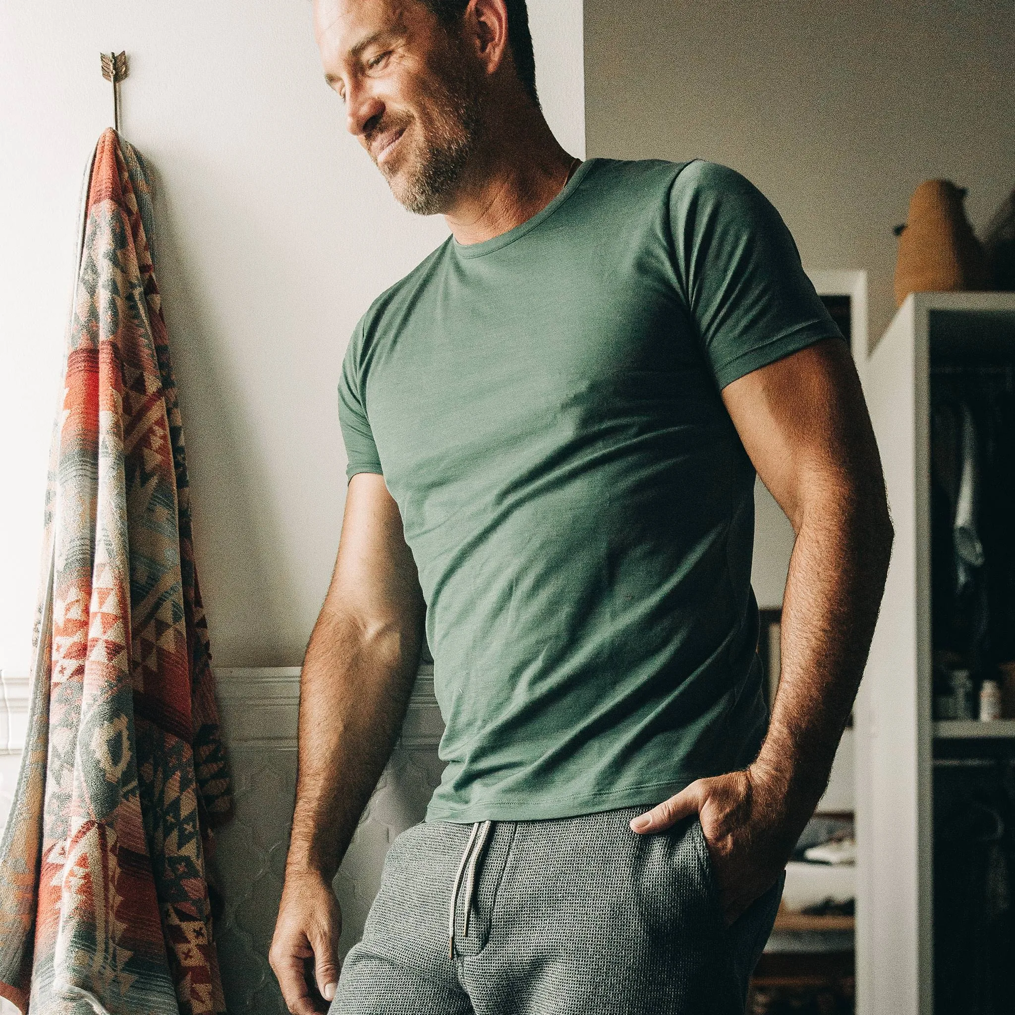 The Merino Tee in Sea Green