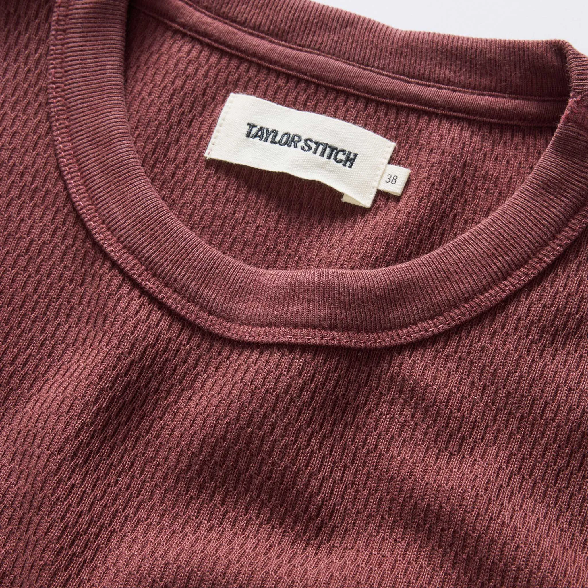 The Organic Cotton Waffle Crew in Burgundy