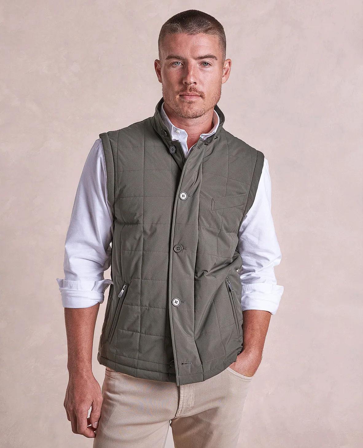 The Rhett - Nylon Vest w/Removable Knit Sleeves - Olive