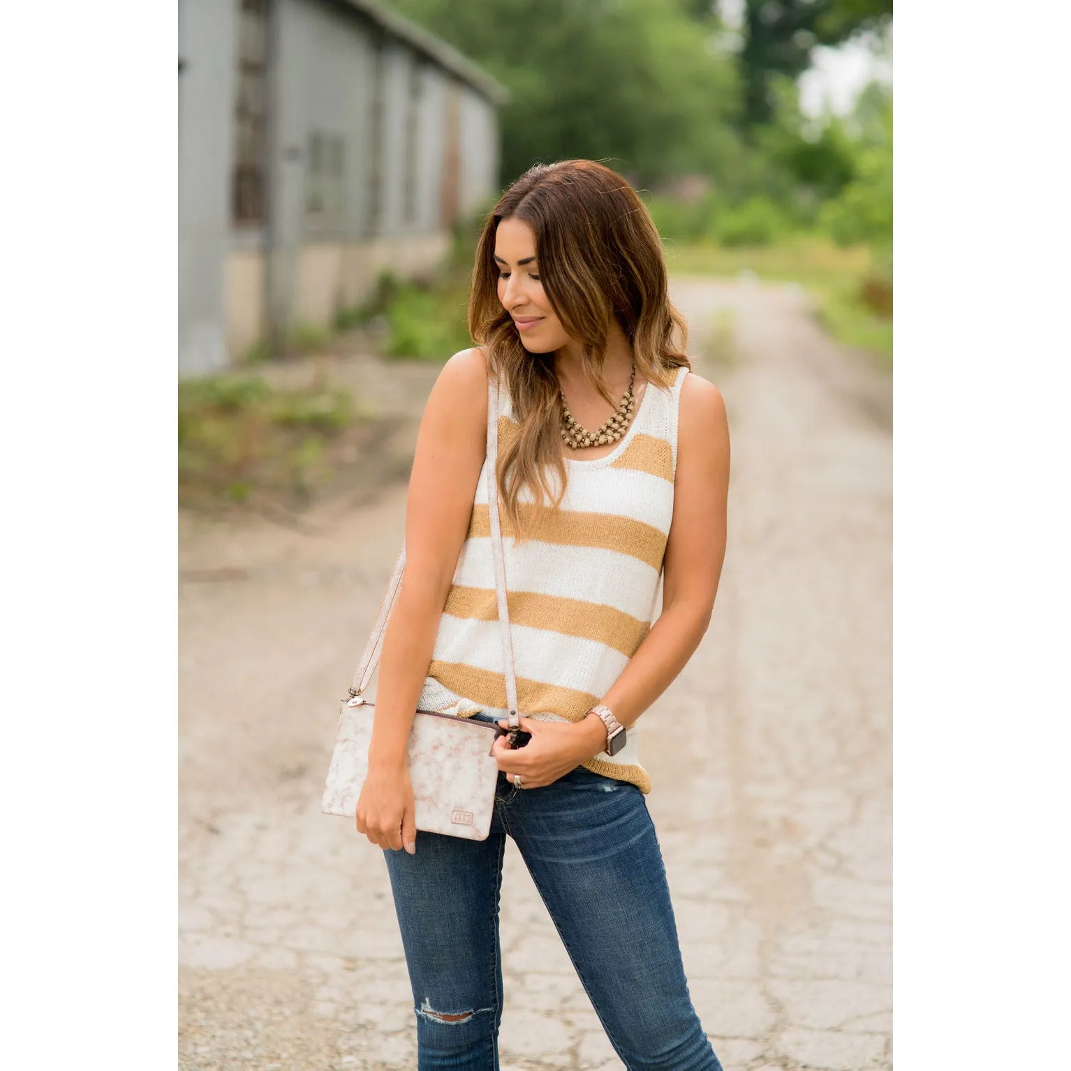 Thick Striped Knit Sweater Tank