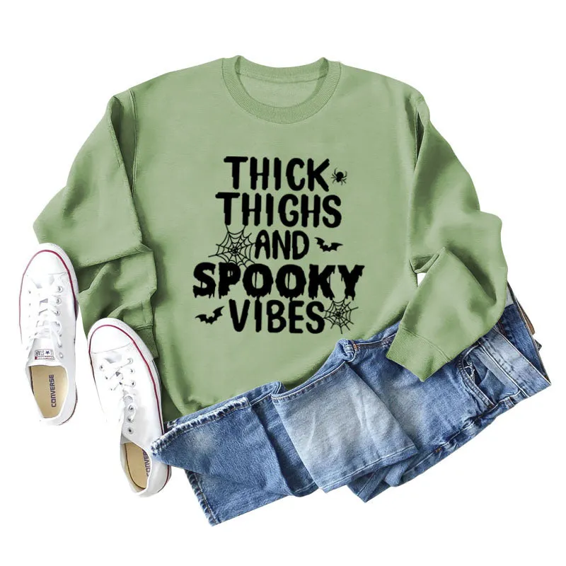 THICK THIGHS AND Loose Bottomed Long Sleeve Letter Sweater Women