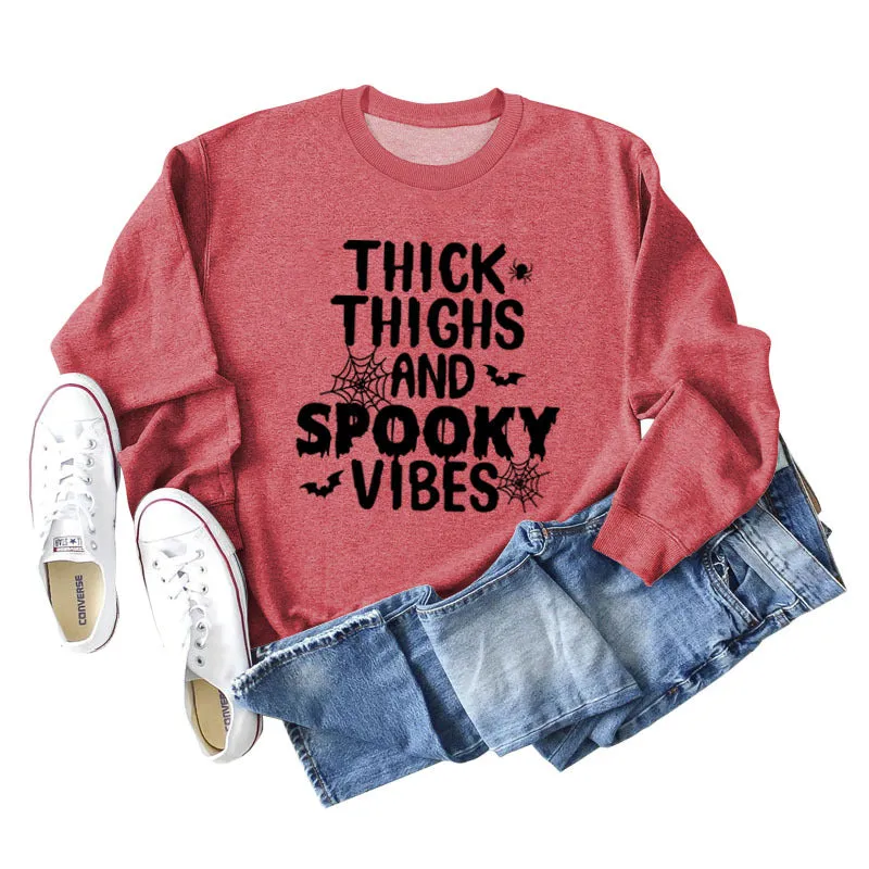 THICK THIGHS AND Loose Bottomed Long Sleeve Letter Sweater Women