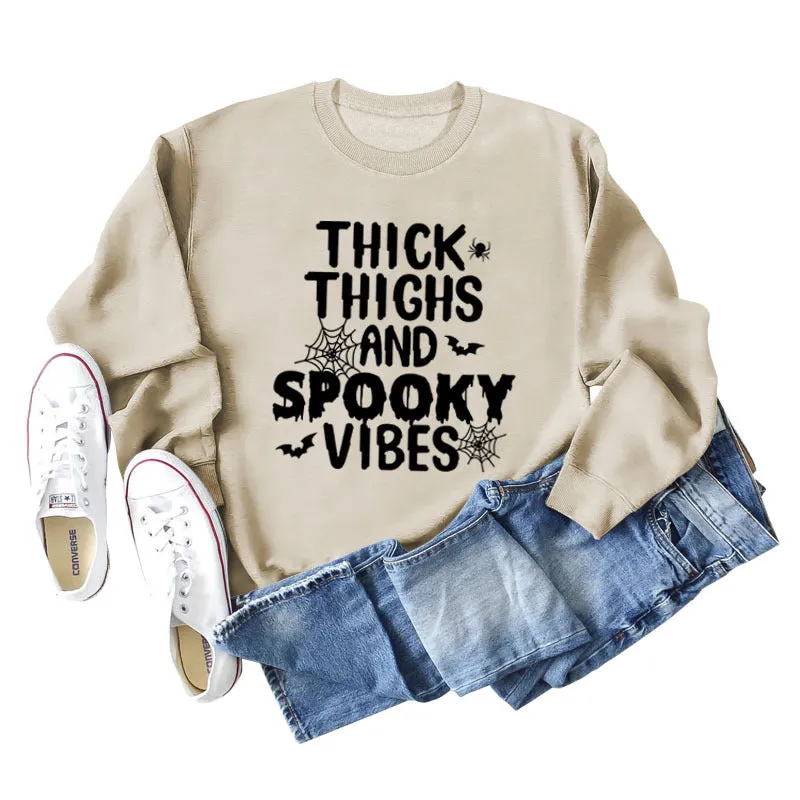 THICK THIGHS AND Loose Bottomed Long Sleeve Letter Sweater Women