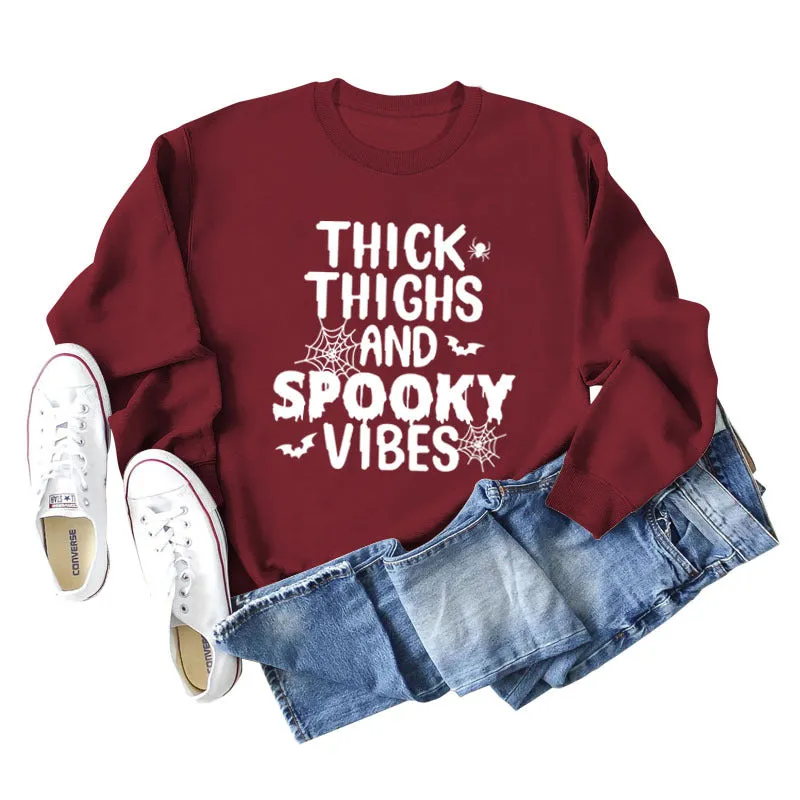 THICK THIGHS AND Loose Bottomed Long Sleeve Letter Sweater Women