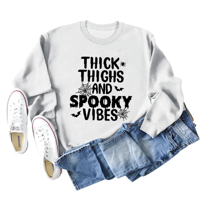 THICK THIGHS AND Loose Bottomed Long Sleeve Letter Sweater Women